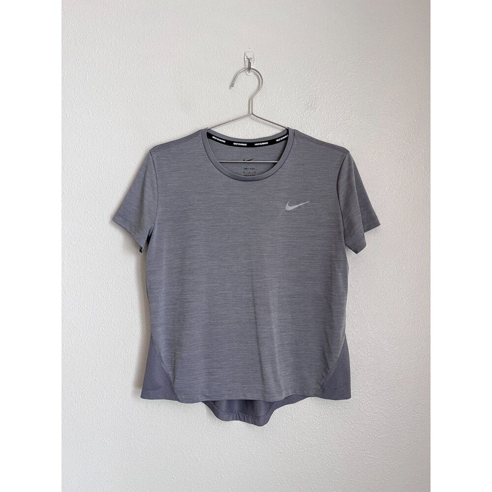 Nike Women's Miler Shorts Sleeve Running Tee in Heather Gray Size MEDIUM